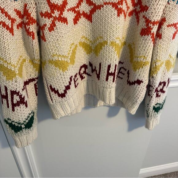 Lingua Franca Cream Alpaca Whatever Hand Embroidered Sweater Large - Picture 15 of 15
